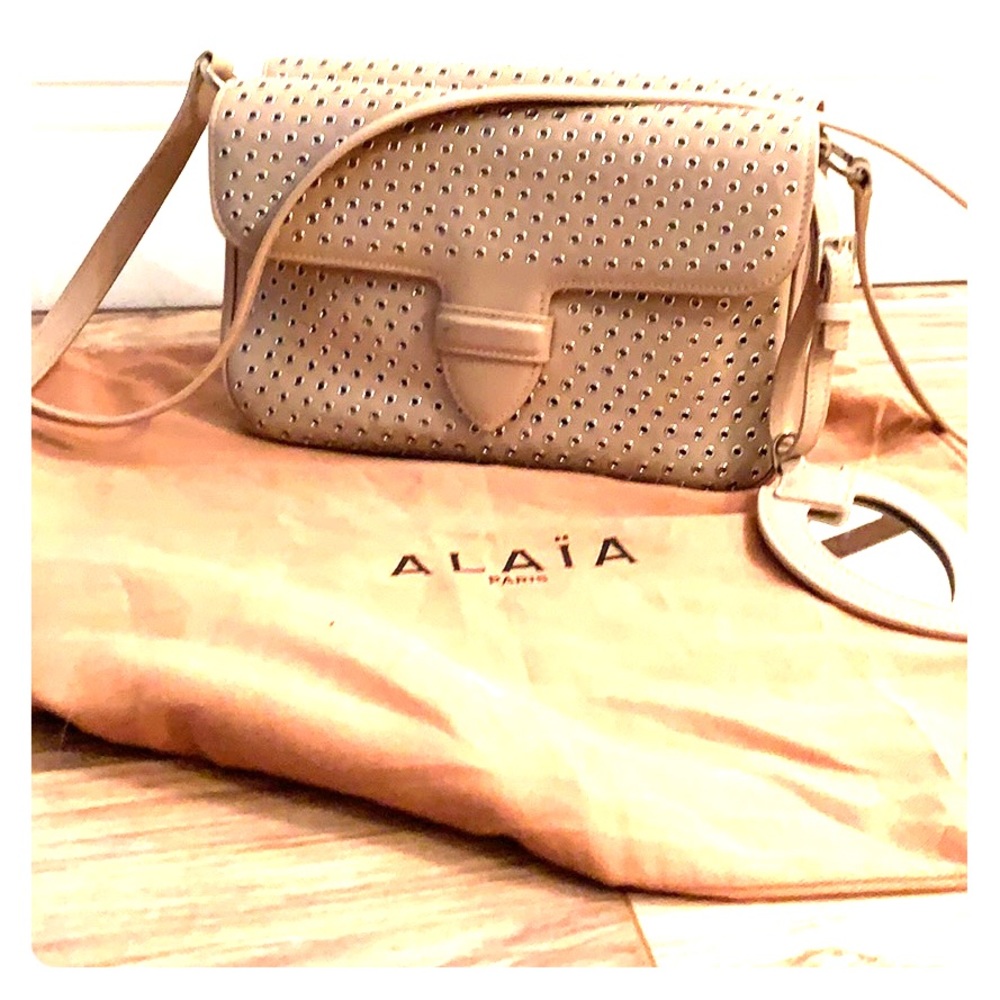 Alaia Double Flap Crossbody Pink Bag